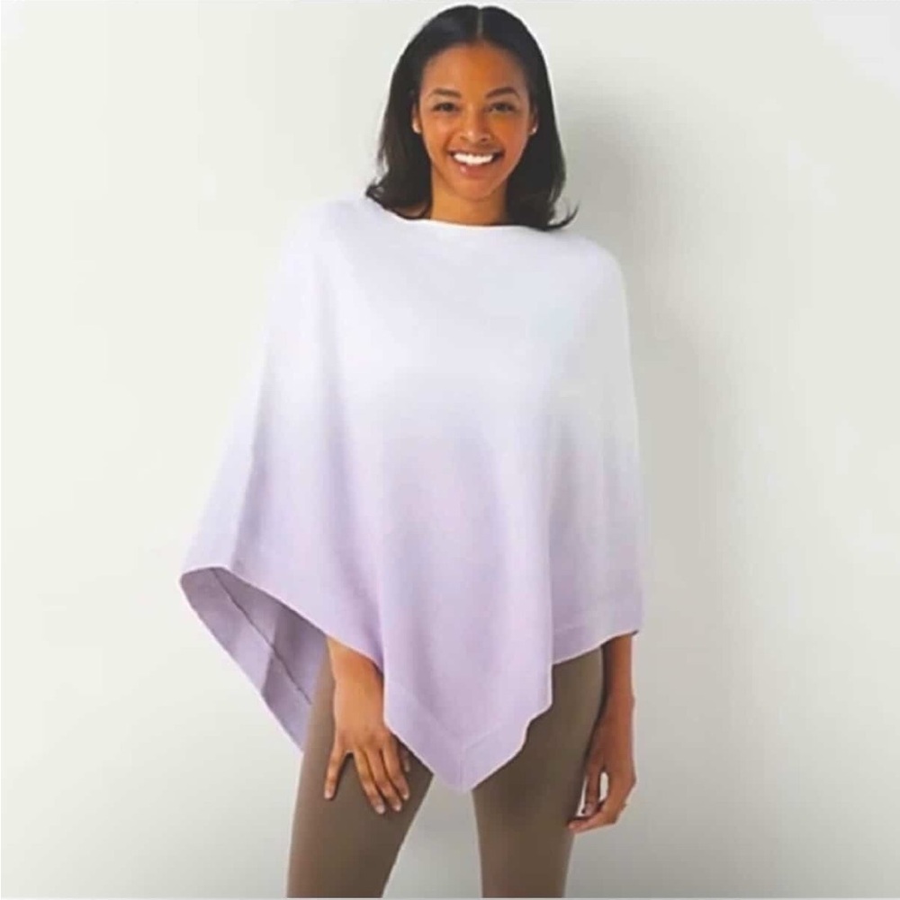 Barefoot Dreams Cream and Gray Ombre Poncho - Picture 3 of 13